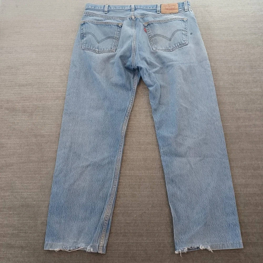 Levis 501XX Jeans‎ Mens 36x28 Light Wash Button Fly Distressed Straight Leg